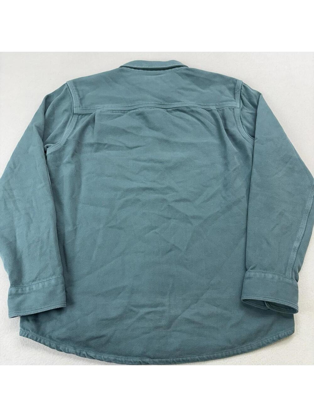 Outerknown Twill Flannel Rambler Shirt Organic Cotton Medium Turquoise Blue - Picture 2 of 8